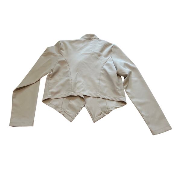 Miley and Molly Lightweight Beige Moto Jacket Cropped Size Medium - Picture 6 of 6